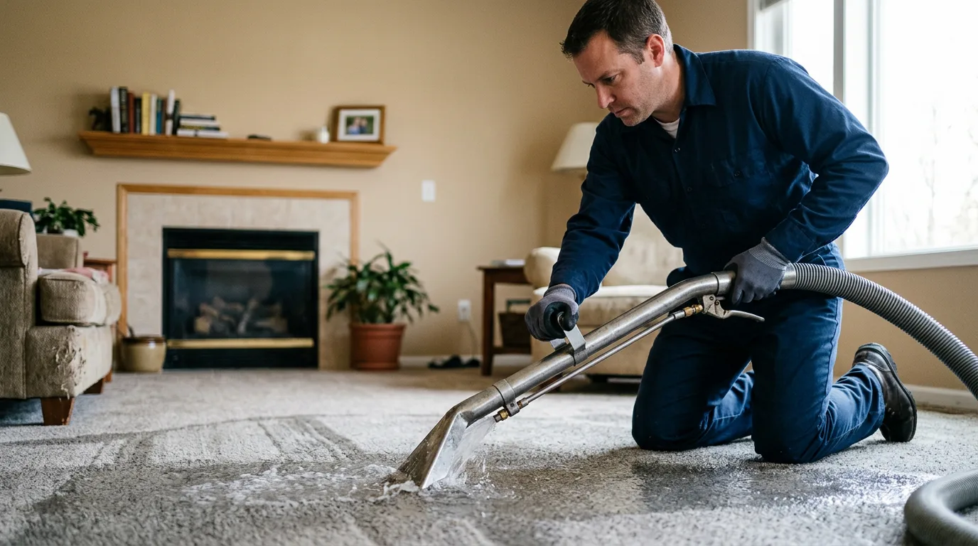 Water damage restoration technician working near Oark, AR